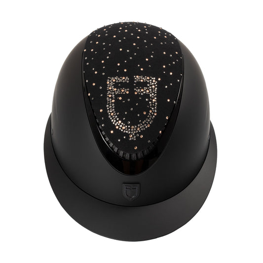 Casque Equestro à large visière avec logo en strass